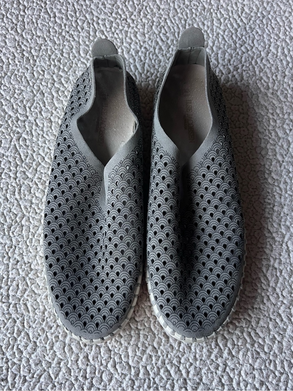 Ilse Jacobsen Hornbaek Tulip Flat Perforated Slip-On Shoes Gray 41 EU 10.5-11 US